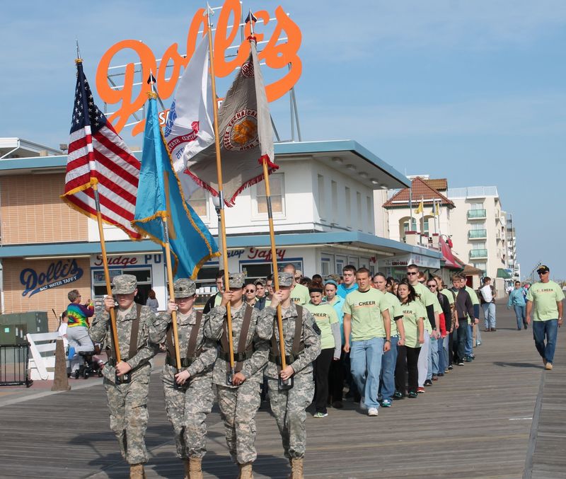 The Sussex Tech JROTC Raven Battalion marches past Dolle’s Candyland on the Rehoboth Boardwalk for the 10th year to help raise funds for Sussex County’s senior citizens. Sixty-two JROTC cadets volunteered to participate in the annual CHEER Student Walk. They raised $6,000 for senior citizens in Sussex County. SOURCE SUBMITTED